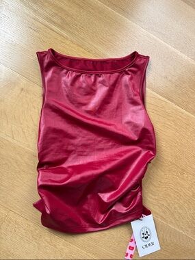 Cider Satin-Look Cherry Red Sleeveless Tank